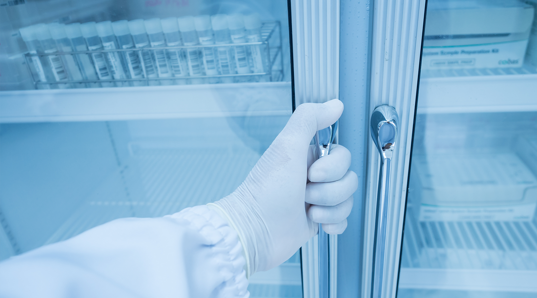 vaccine glass door refrigerator organized