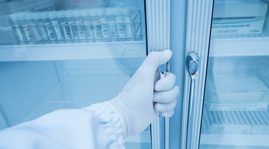 vaccine glass door refrigerator organized