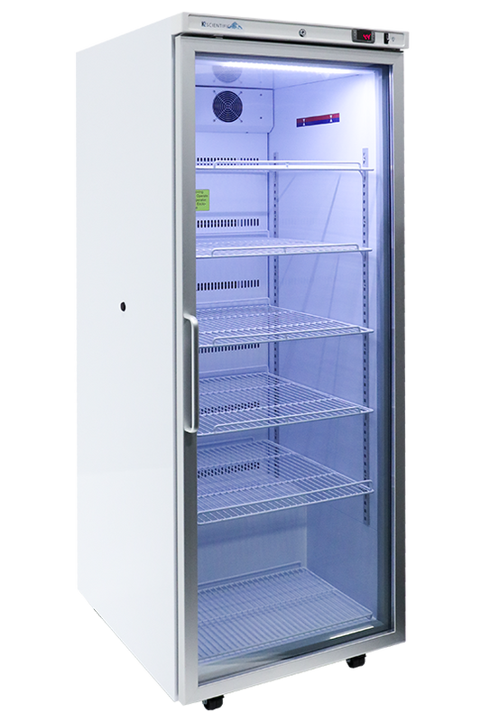 K224GDR glass door medical refrigerator angled