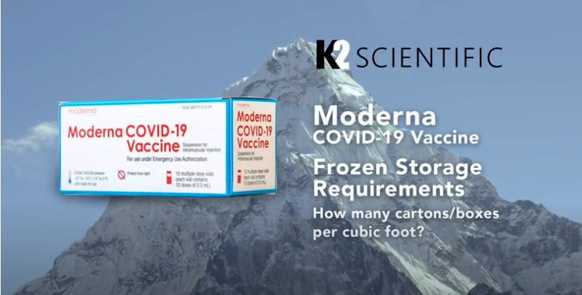 How many Moderna COVID-19 vaccine doses can fit in a 5 cu. ft. ultra low freezer?
