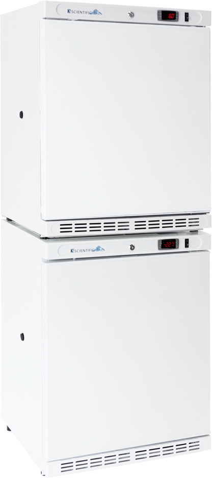 combination 4 cubic foot solid door refrigerator and 4 cubic foot solid door freezer