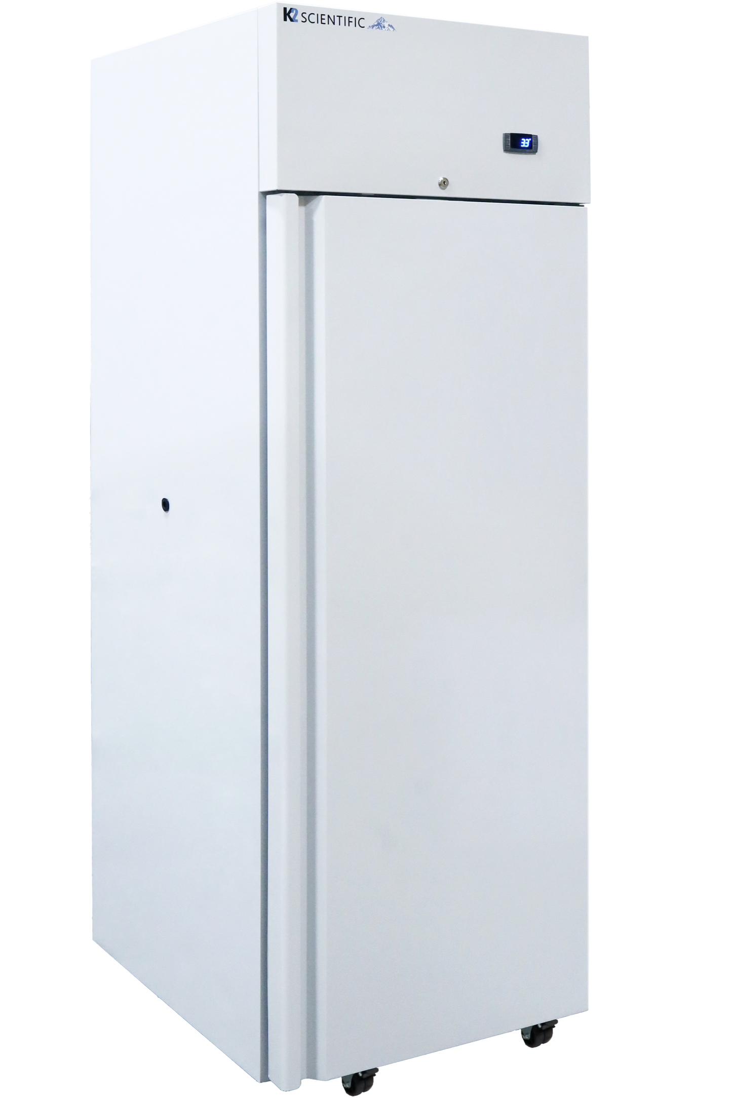 K2 scientific's 23 cu ft solid door upright refrigerator