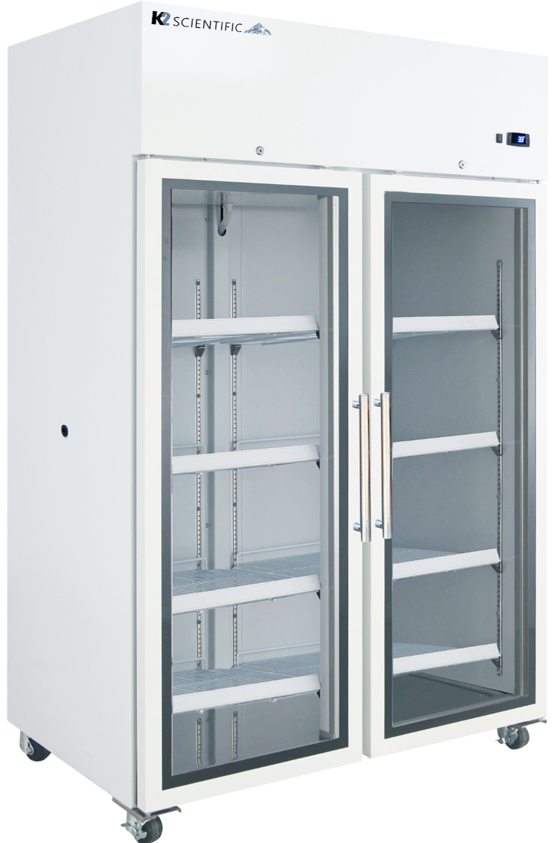 k2 scientific's 48 cu ft glass double door refrigerator