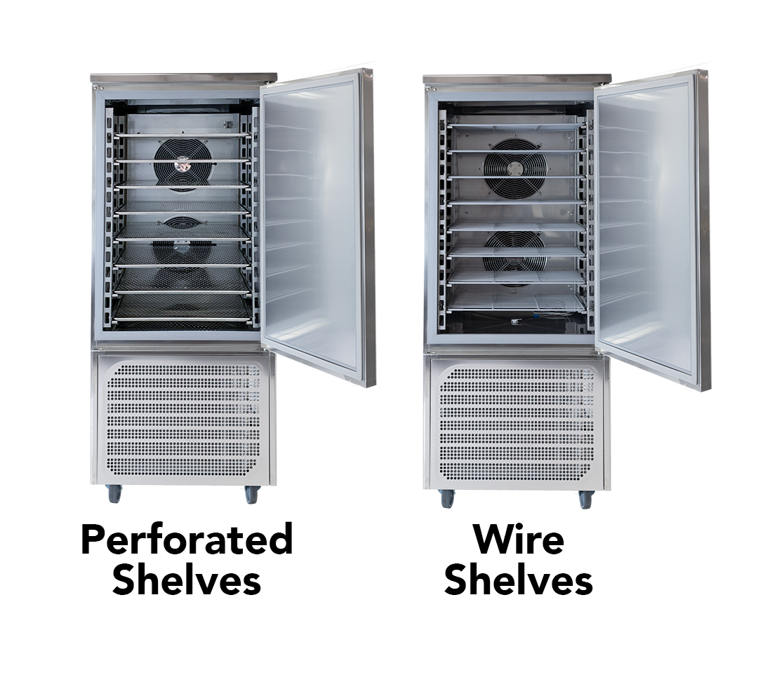 perforated and wire shelving plasma freezer